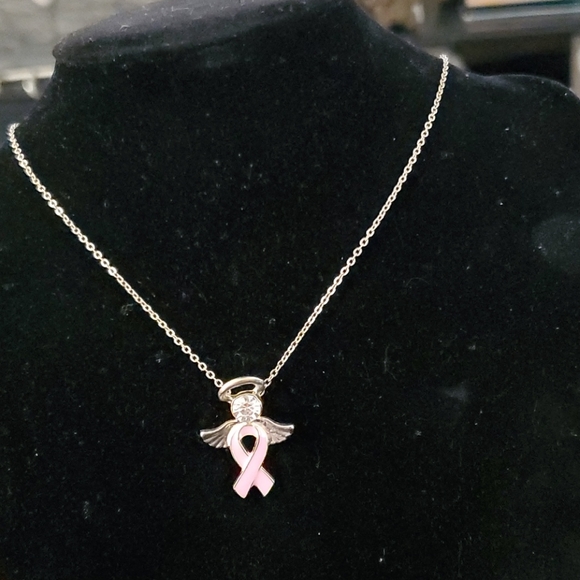 BREST CANCER AWARENESS  ANGEL PENDANT NECKLACE. - Picture 2 of 5